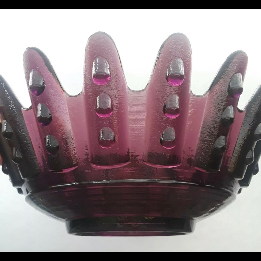 Vintage Brutalist Blenko Amethyst Glass Centerpiece Bowl